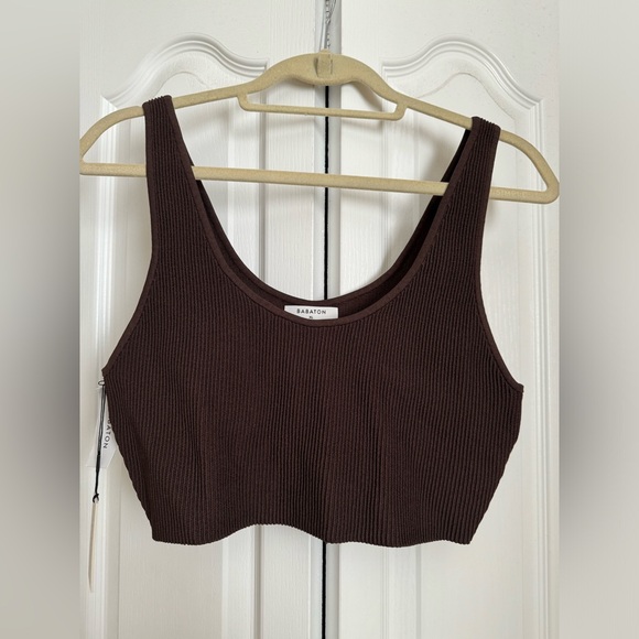 NWT Aritzia Babaton crop knit tank XL - mocha brown - Picture 1 of 4